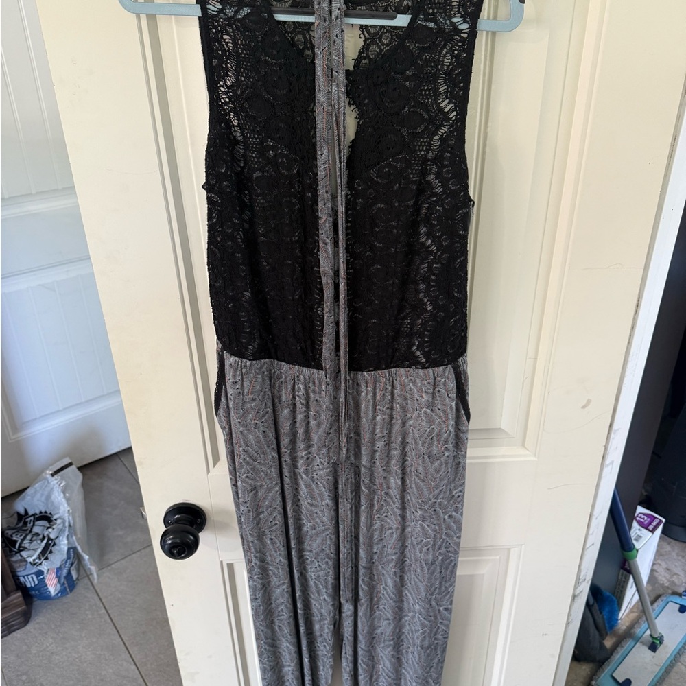 Elevenses Black and Gray Halter Maxi Gown